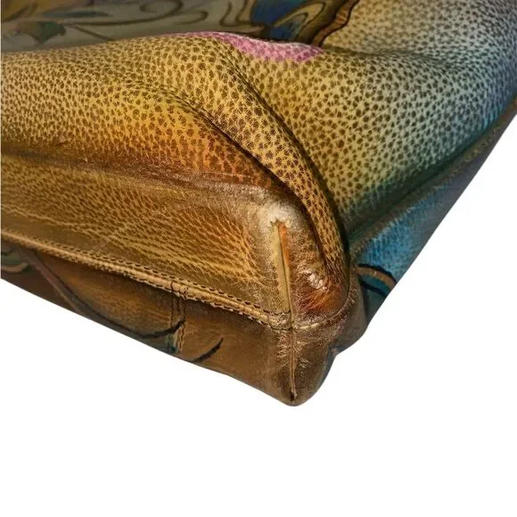 Anuschka Hand painted Leather Satchel Bag in Butterfly Floral - Picture 13 of 16